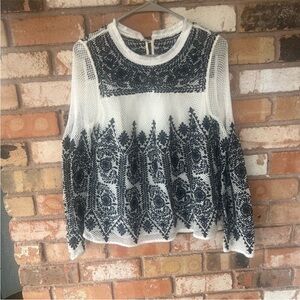 Sea New York White and Navy Lace Top